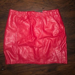 Red leather skirt